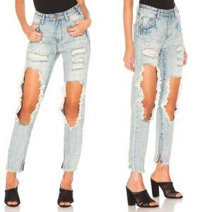 Free People One Teaspoon High Waist Freebirds Skinny Jeans Blue Hart Distressed